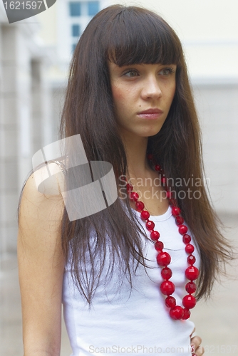 Image of Girl with red beads