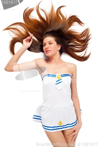 Image of Young beautiful sailor woman