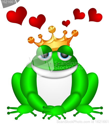 Image of Cute Green Frog with Crown Illustration