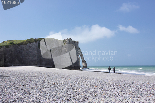 Image of landscape of cliffs of Etretat in Normandy in France