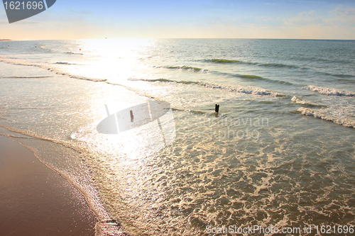 Image of sunset on the beach at Boulogne sur mer in France