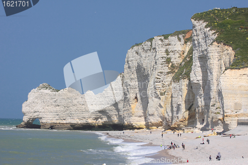 Image of landscape of cliffs of Etretat in Normandy in France