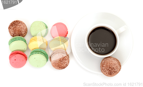 Image of Colorful Macaroon and cup of coffee