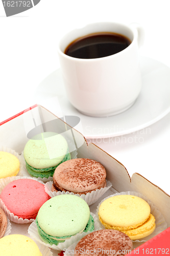 Image of Colorful Macaroon and cup of coffee