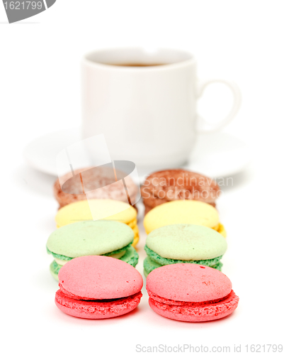 Image of Colorful Macaroon and cup of coffee