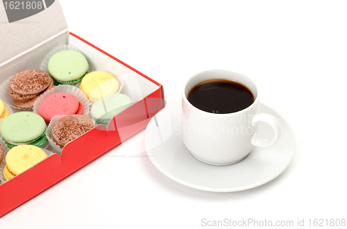 Image of Colorful Macaroon and cup of coffee