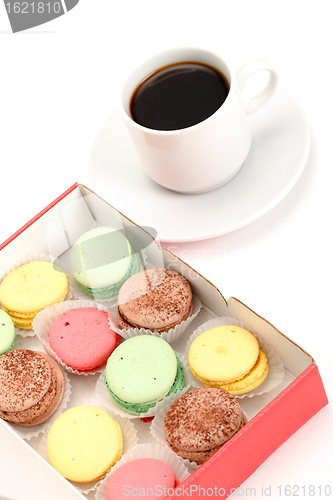 Image of Colorful Macaroon and cup of coffee
