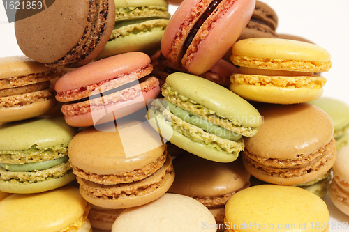 Image of assortment of macaroons on a white background