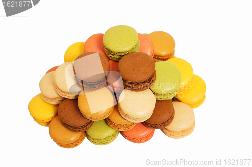 Image of assortment of macaroons on a white background