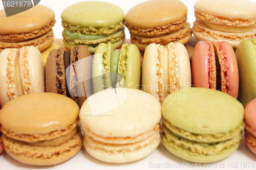 Image of assortment of macaroons on a white background