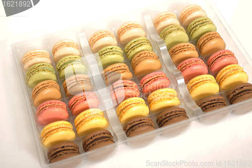 Image of assortment of macaroons on a white background