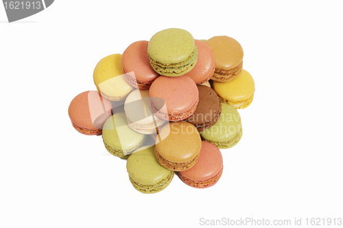 Image of assortment of macaroons on a white background