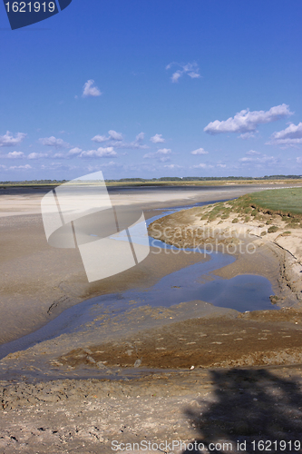 Image of seascape and beach at low tide on the coast of opal in France