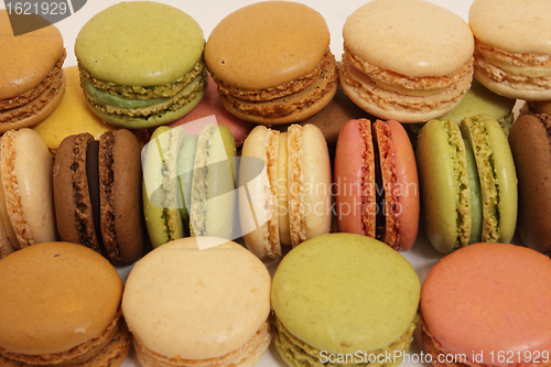 Image of assortment of macaroons on a white background