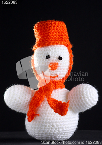 Image of White snowman at the dark background