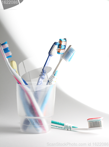 Image of Toothbrushes in a glass