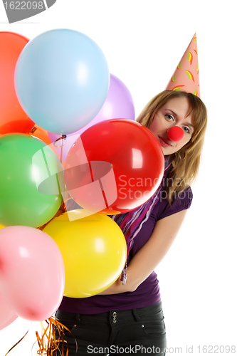 Image of Girl with colored baloons