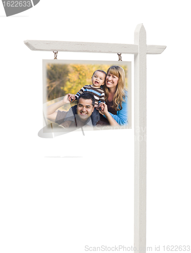 Image of Real Estate Sign with Mixed Race Family