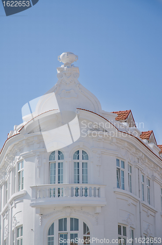 Image of White facade of old style building