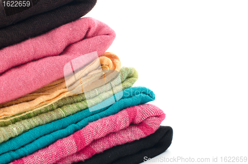 Image of Pile of colorful scarves