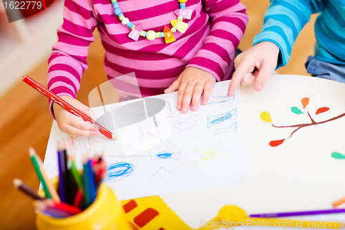 Image of Kids drawing closeup