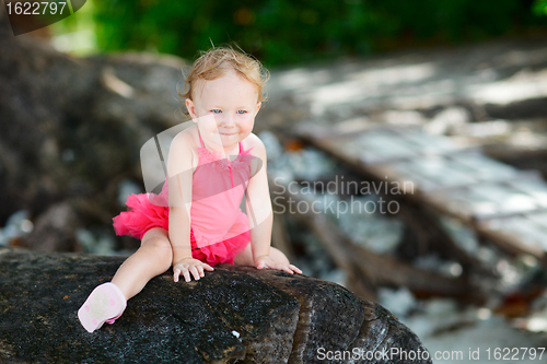 Image of Playful toddler girl portrait