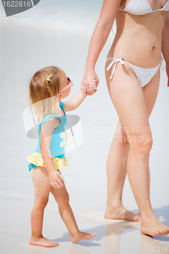 Image of Mother and daughter on beach vacation