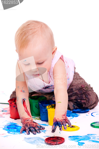 Image of Toddler girl painting