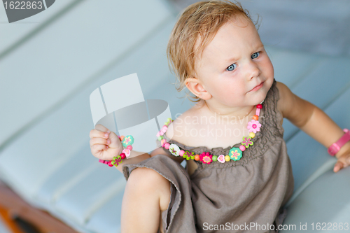 Image of Closeup portrait of adorable toddler girl