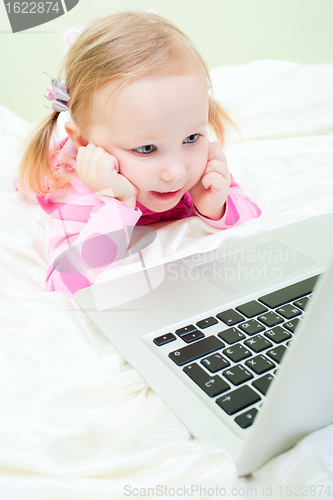 Image of Little girl with laptop