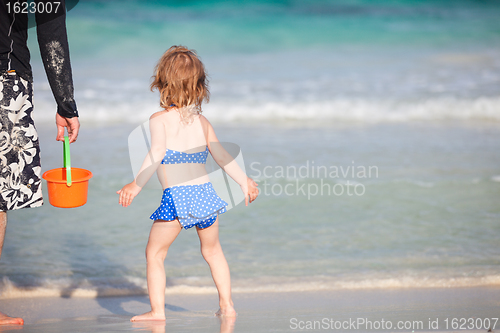 Image of Father and daughter at beach