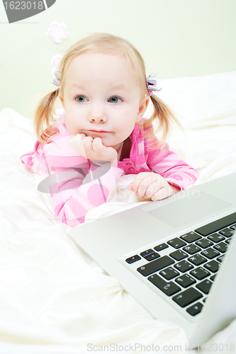 Image of Little girl with laptop