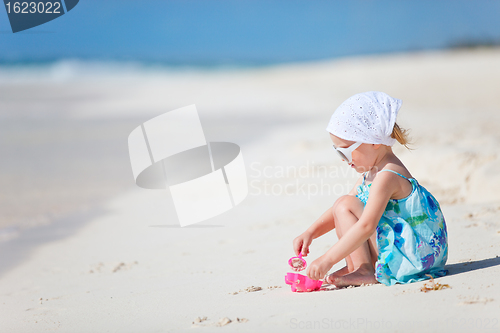 Image of Adorable little girl at beach
