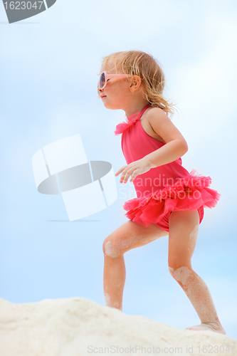 Image of Cute little girl at beach