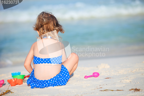 Image of Adorable little girl at beach