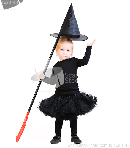 Image of Adorable little witch isolated