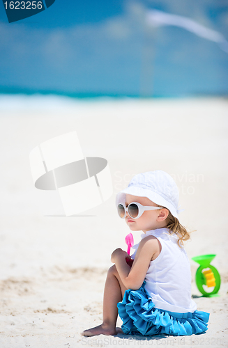 Image of Adorable little girl at beach