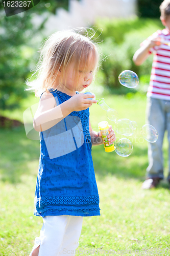 Image of Blowing soap bubbles