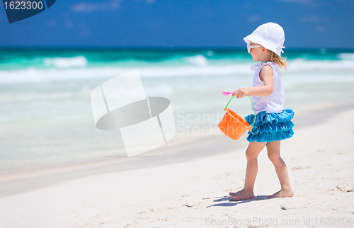 Image of Adorable little girl at beach