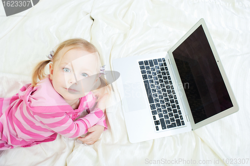 Image of Little girl with laptop