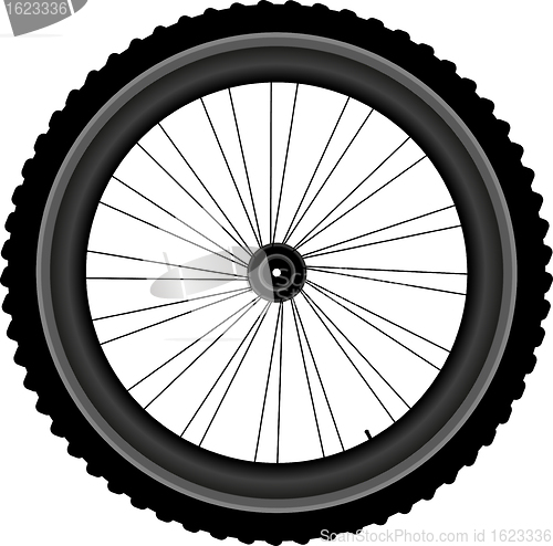 Image of Bike wheel isolated on white background