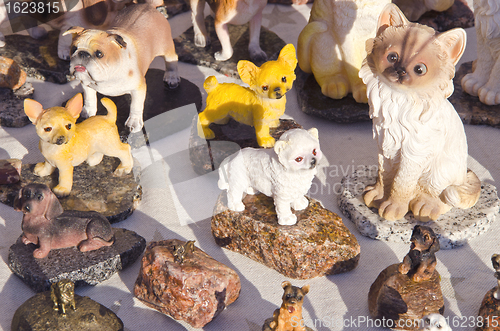 Image of Clay handmade ceramic dog cat figurines sell fair 