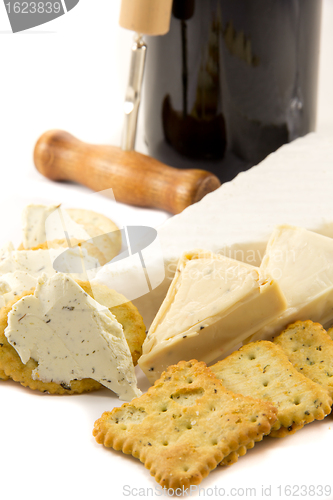 Image of cheese and red wine