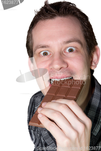 Image of man eating chocolaet