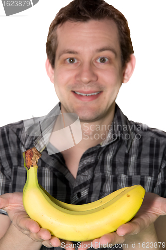 Image of Man giving a banana