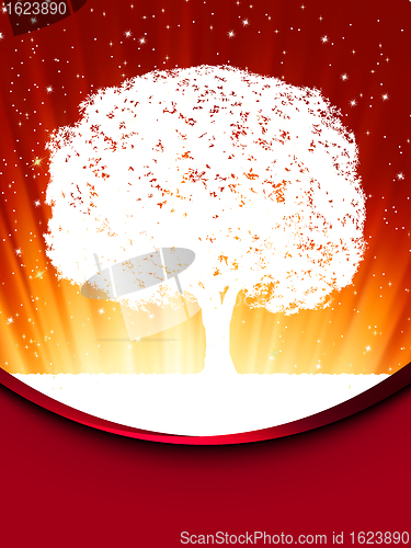 Image of Tree with red star burst. EPS 8