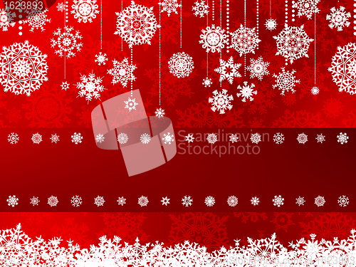 Image of Red  card with snowflakes. EPS 8