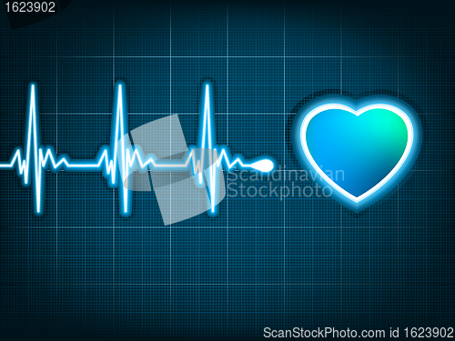 Image of Heart cardiogram with shadow on deep blue. EPS 8