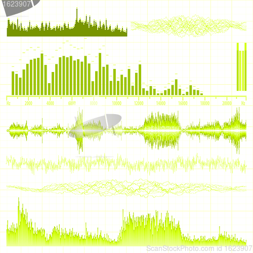 Image of Sound waves set. Music background. EPS 8