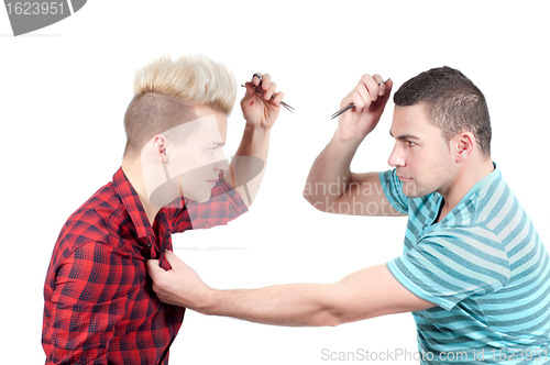 Image of Two man screaming on each other